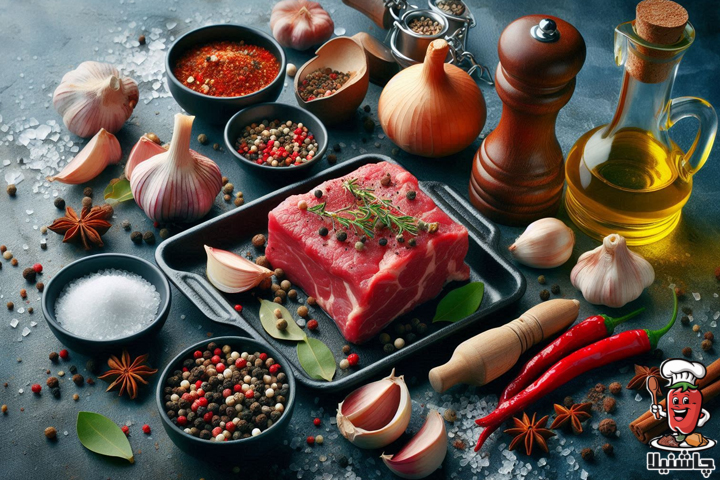 مزه دار کردن گوشت